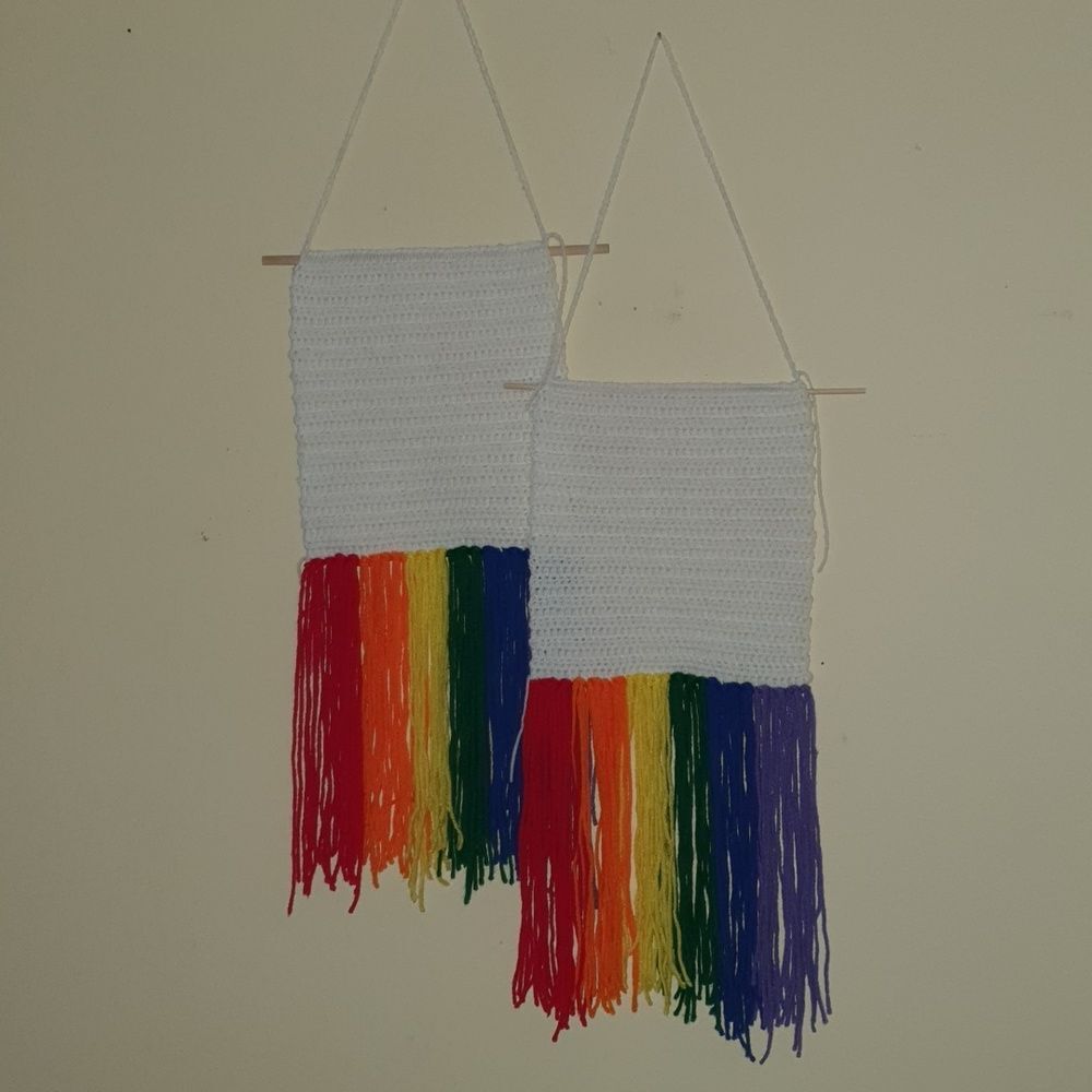 Two Crochet Pride Wall Hangers